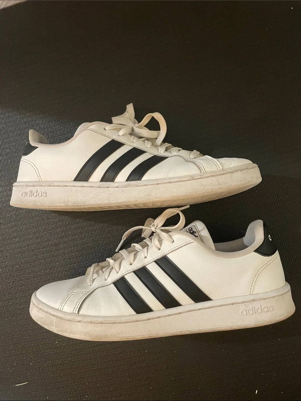adidas White Sneakers with Black Three-Stripes